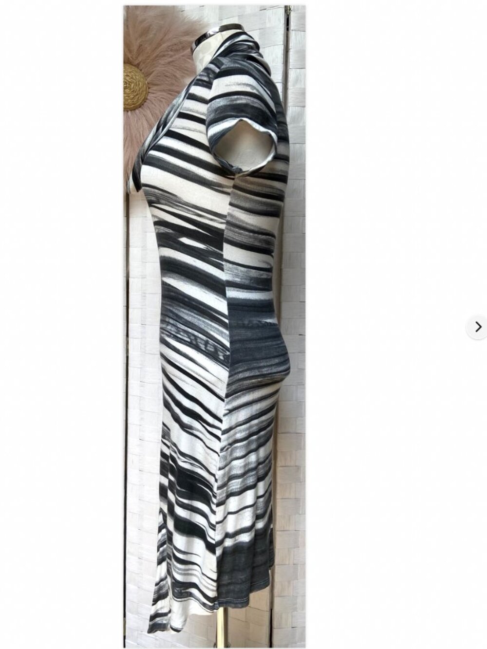Matti Mamane Black & White Striped Asymmetrical Zip Dress Size XS - Picture 3 of 11